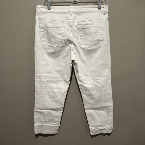 J Jill Denim Authentic Fit Cropped Jeans Womens Size 8 Large Cuff White - Picture 6 of 10